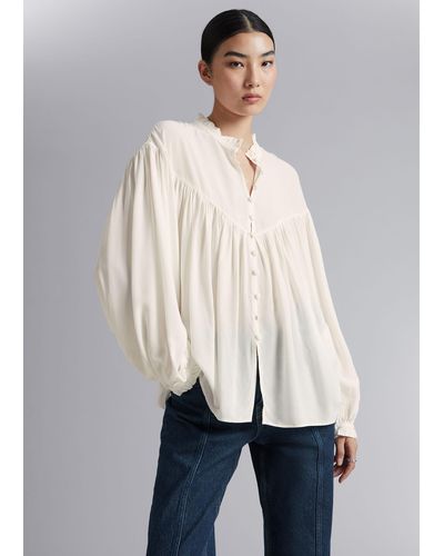 & Other Stories Oversized Frill Blouse - Natural