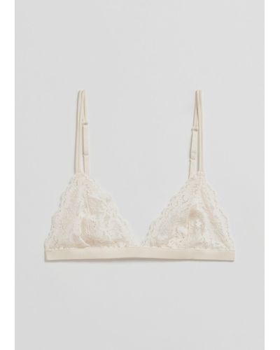 & Other Stories Scalloped Lace Soft Bra - White