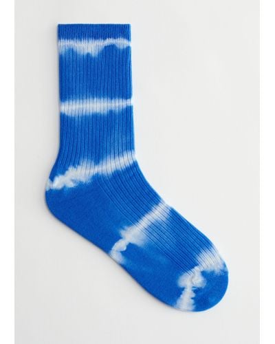 & Other Stories Ribbed Tie-dye Socks - Blue