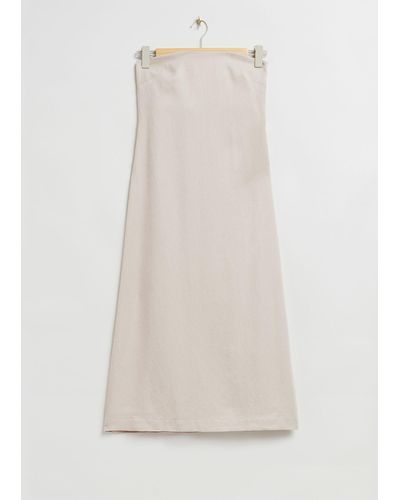 & Other Stories Strapless Bustier Midi Dress - Natural