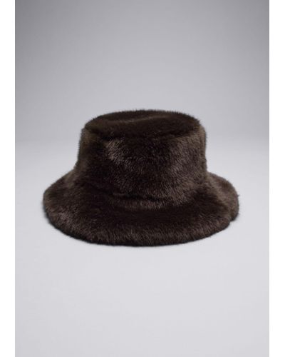 & Other Stories Faux Fur Bucket Hat - Brown