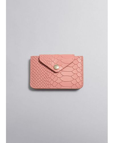 & Other Stories Leather Card Holder - Pink