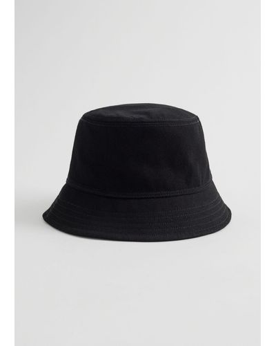 & Other Stories Topstitched Denim Bucket Hat - Black