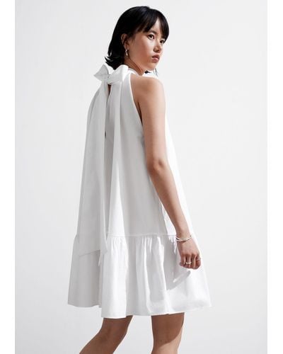 & Other Stories Bow-detailed Mini Dress - White