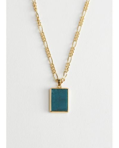 & Other Stories Square Stone Pendant Chain Necklace - Metallic