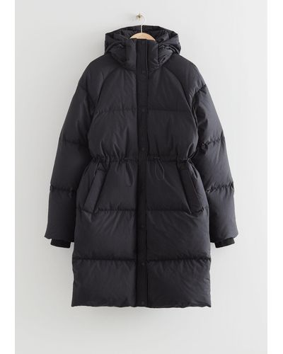 & Other Stories Hooded Down Puffer Jacket - Black