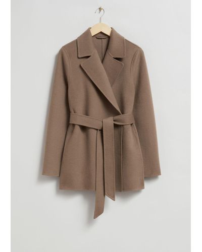 & Other Stories Short Belted Coat - Brown