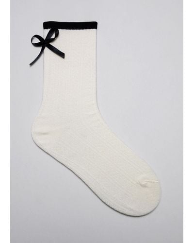 & Other Stories Bow-detailed Socks - White