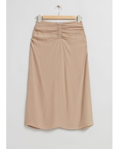& Other Stories Ruched Midi Skirt - Gray