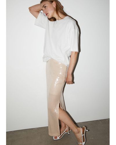 & Other Stories Sequin Maxi Skirt - White