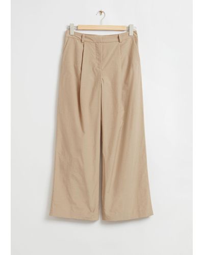 & Other Stories Relaxed Wide Leg Trousers - Natural