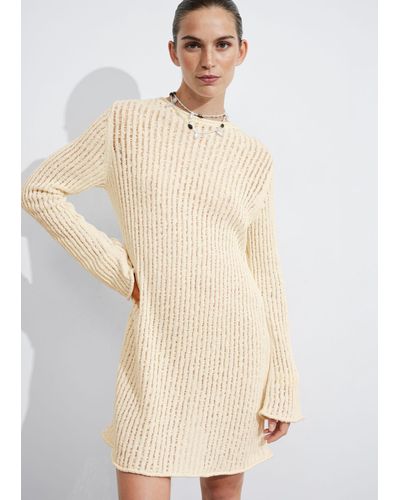 & Other Stories Rib-knit Mini Dress - Natural