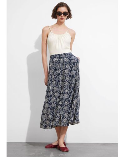 & Other Stories Buttoned A-line Midi Skirt - Gray