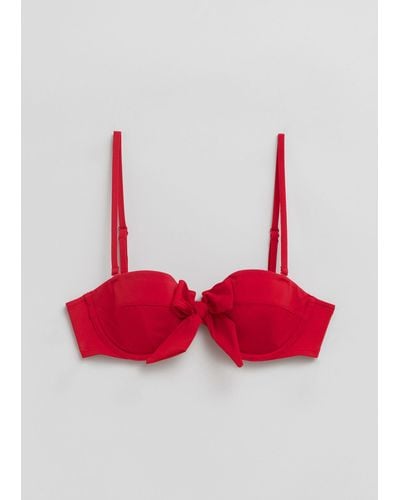 & Other Stories Underwire Balconette Bow Bikini Top - Red