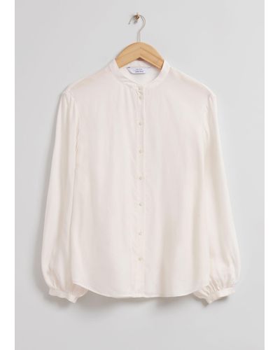 & Other Stories Loose-fit Round Neck Blouse - White