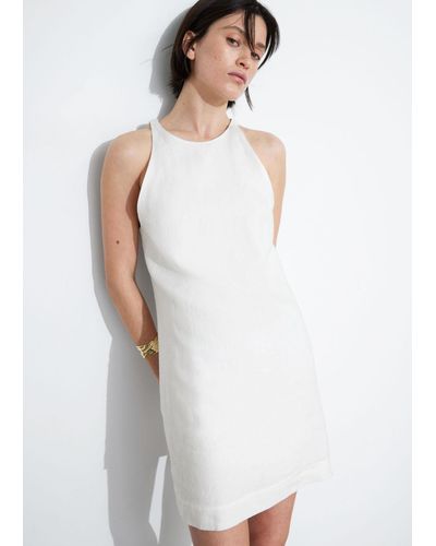 & Other Stories Linen A-line Dress - White
