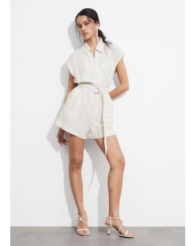 & Other Stories Utility Playsuit - White