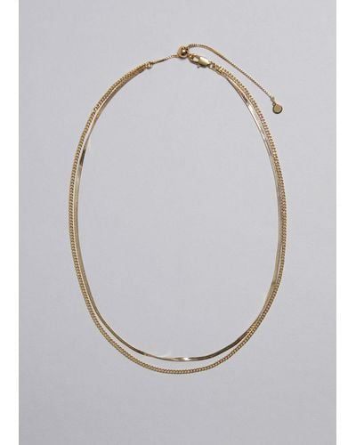 & Other Stories Double Chain Necklace - Grey