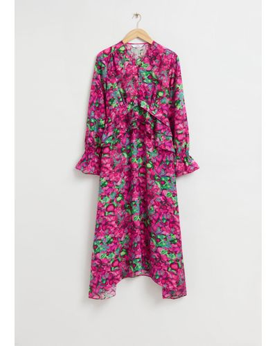 & Other Stories Relaxed Floaty Tunic Dress - Pink