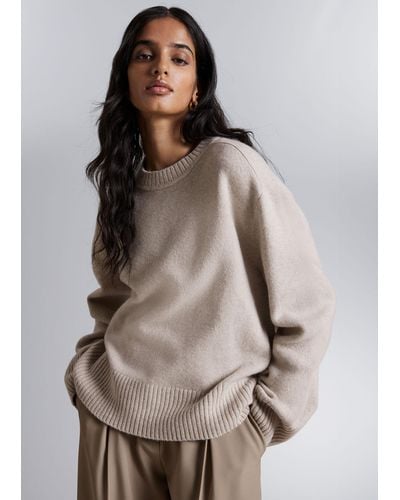 & Other Stories Boxy Cashmere-blend Jumper - Grey