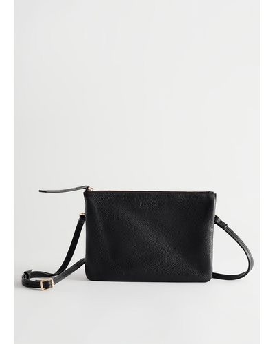 & Other Stories Small Leather Crossbody Bag - Black