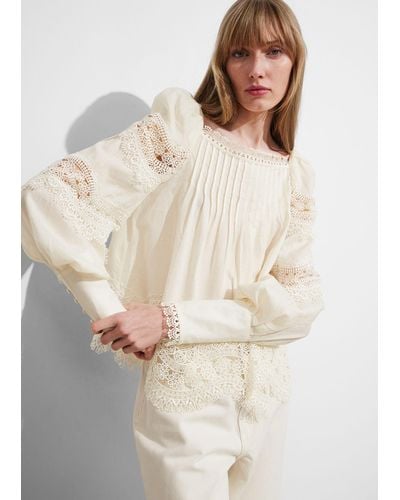 & Other Stories Lace-trimmed Blouse - Blue