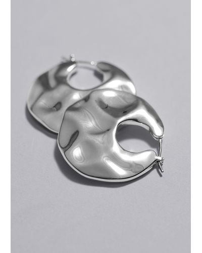 & Other Stories Organic Shaped Sculptural Hoops - Grey