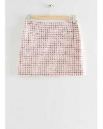 & Other Stories Fitted Tweed Mini Skirt - White