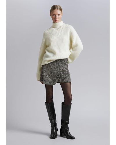 & Other Stories Short Tweed Wrap Skirt - Gray