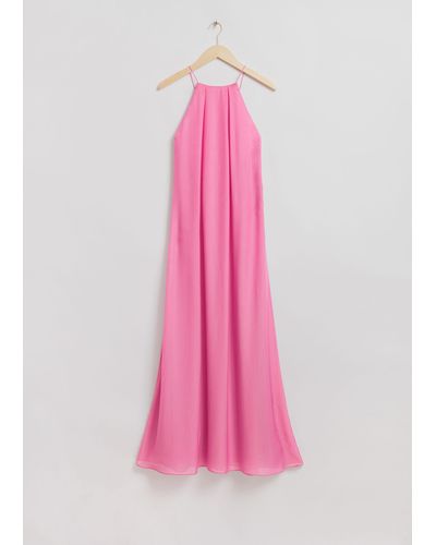 & Other Stories Open-back Strappy Halterneck Dress - Pink