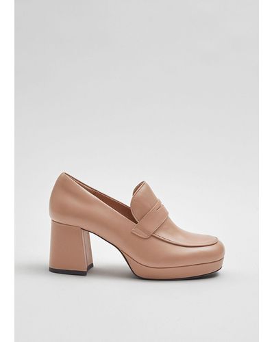 & Other Stories Block Heel Leather Loafers - Pink