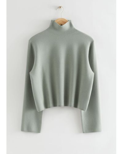 & Other Stories Boxy Turtleneck Knit Sweater - Green