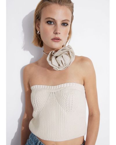 & Other Stories Knitted Bandeau Tube Top - White
