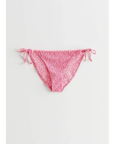 & Other Stories Floral Jacquard Bikini Bottoms - Pink