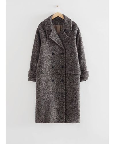 & Other Stories Oversized Double-breasted Coat - Gray
