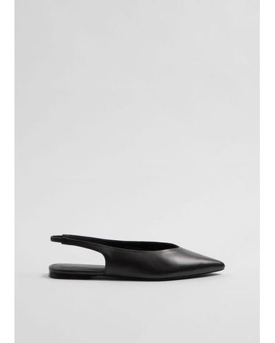 & Other Stories Pointy Leather Slingback Flats - Natural