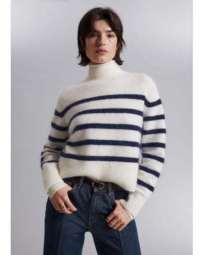 & Other Stories Cropped Mock Neck Knit Sweater - Gray