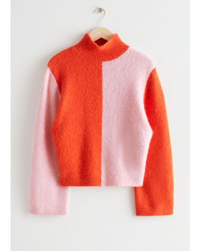 & Other Stories Zweifarbiger Pullover Mit Stehkragen - Orange