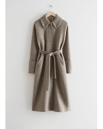 & Other Stories Relaxed Belted Wool Coat - Natural