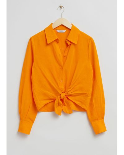 & Other Stories Tie Knot Shirt - Orange