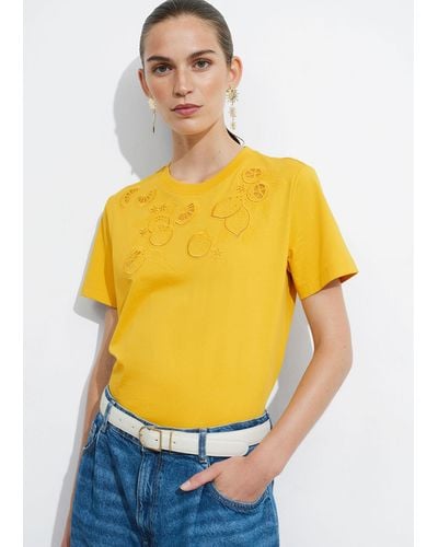 & Other Stories Lemon Embroidery T-shirt - Yellow