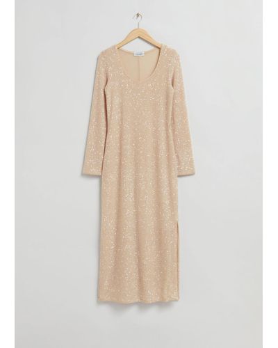 & Other Stories Sequin Maxi Dress - Natural