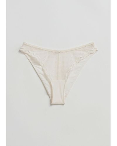 & Other Stories Embroidered Lace Briefs - White