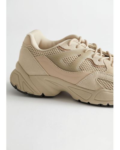 & Other Stories Chunky Leather Mesh Trainers - Natural