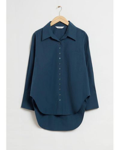 & Other Stories Oversized Organic Cotton Shirt - Blue