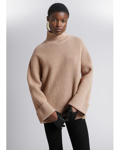 & Other Stories Oversized Turtleneck Knit Sweater - Natural
