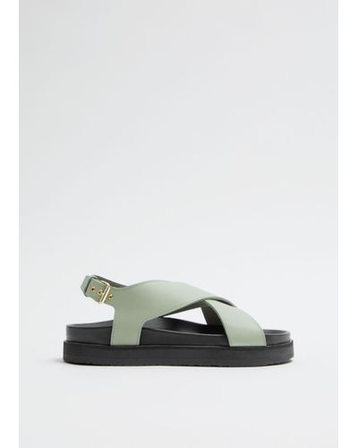& Other Stories Criss-cross Leather Sandals - Green