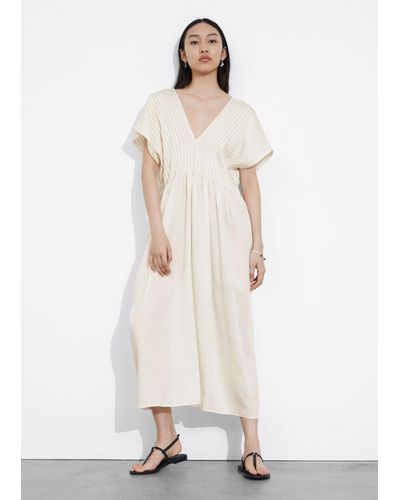 & Other Stories Pleated Midi Dress - White