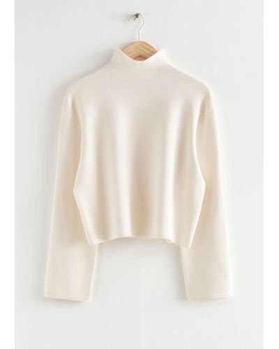 & Other Stories Boxy Turtleneck Knit Sweater - White