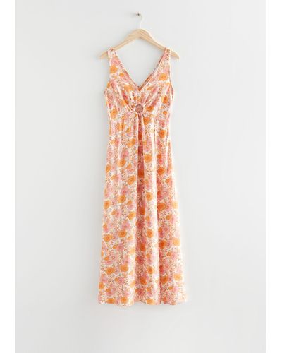 & Other Stories Printed Sleeveless Maxi Dress - Pink